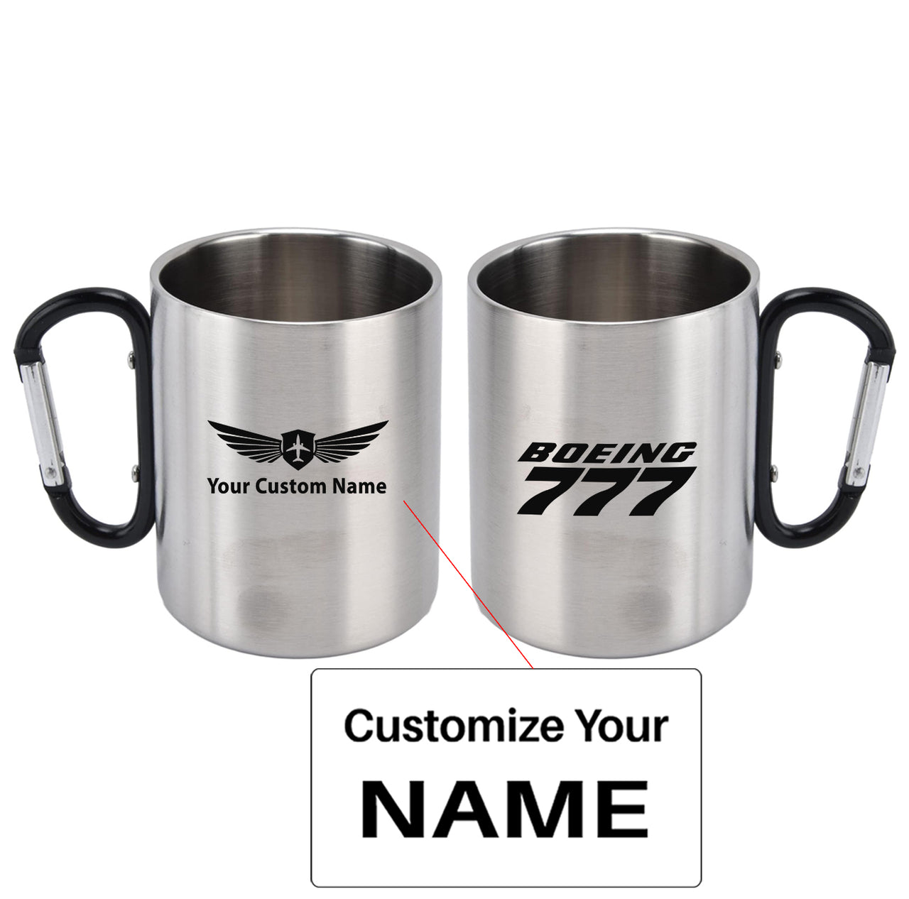 Boeing 777 & Text Designed Stainless Steel Outdoors Mugs