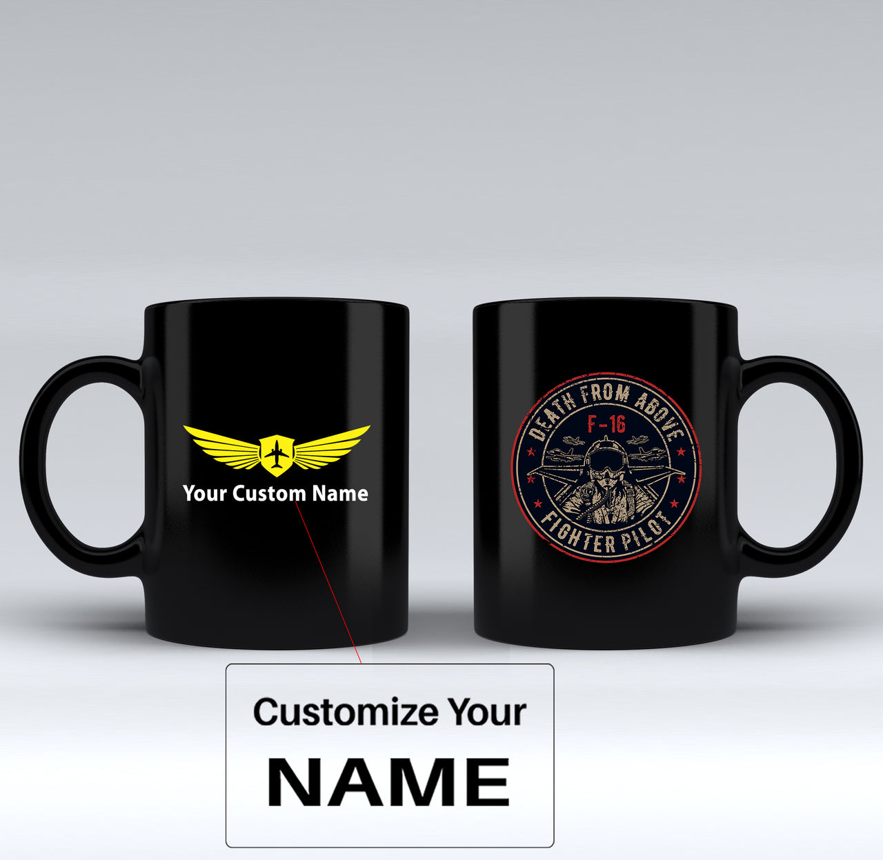 Fighter Jet 16 - Death From Above Designed Black Mugs