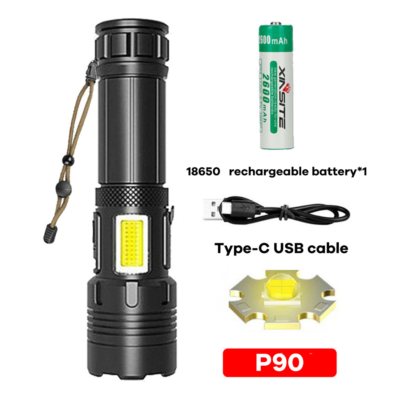 LED 1819 P70 Strong Light Flashlight