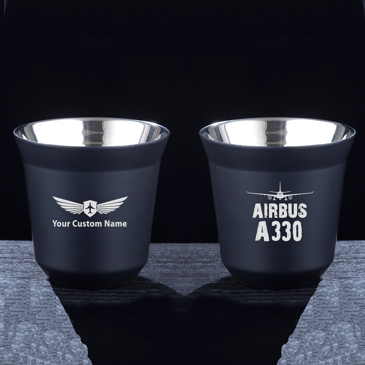 Airbus A330 & Plane Designed Double Wall Stainless Steel Coffee Mugs