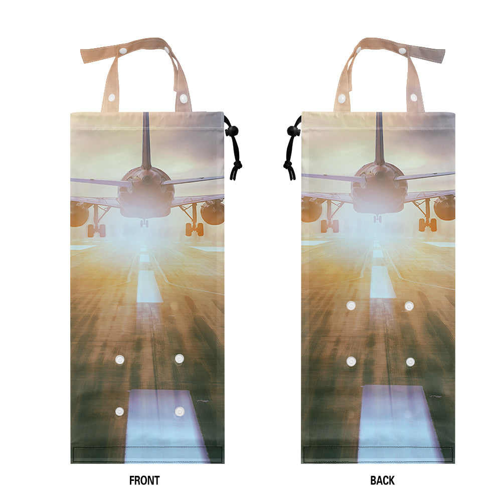 Airplane Flying Over Runway Designed Car Folding Garbage Bags