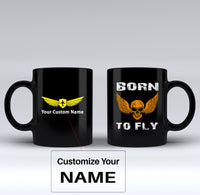 Thumbnail for Born To Fly SKELETON Designed Black Mugs