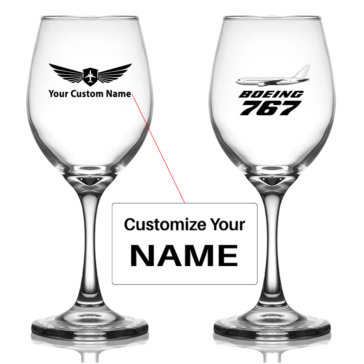 The Boeing 767 Designed Wine Glasses