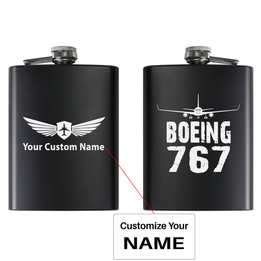 Boeing 767 & Plane Designed Stainless Steel Hip Flasks