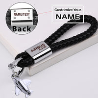 Thumbnail for Airbus A330 & Text Designed Leather Car Key Chains