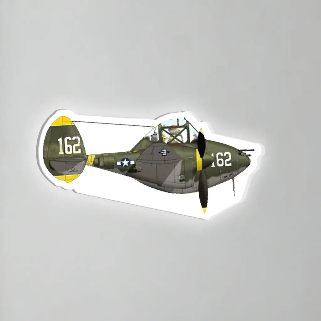 United States Army Air Forces USAAF P-38 Lightning World War II Inductive Wall Led Aircraft & 3D Lamp