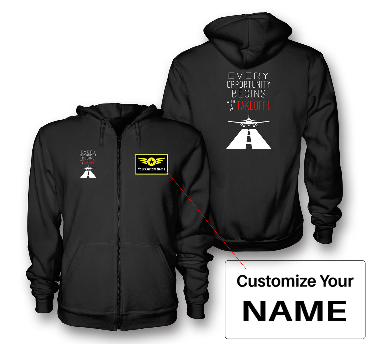 Every Opportunity Designed Zipped Hoodies