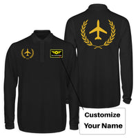 Thumbnail for Leaf & Airplane Designed Long Sleeve Polo T-Shirts (Double-Side)