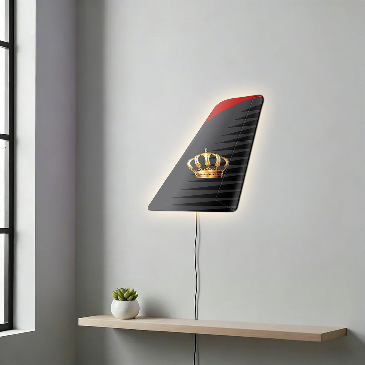 Royal Jordanian Designed Metal Wall LED Aircraft Tail