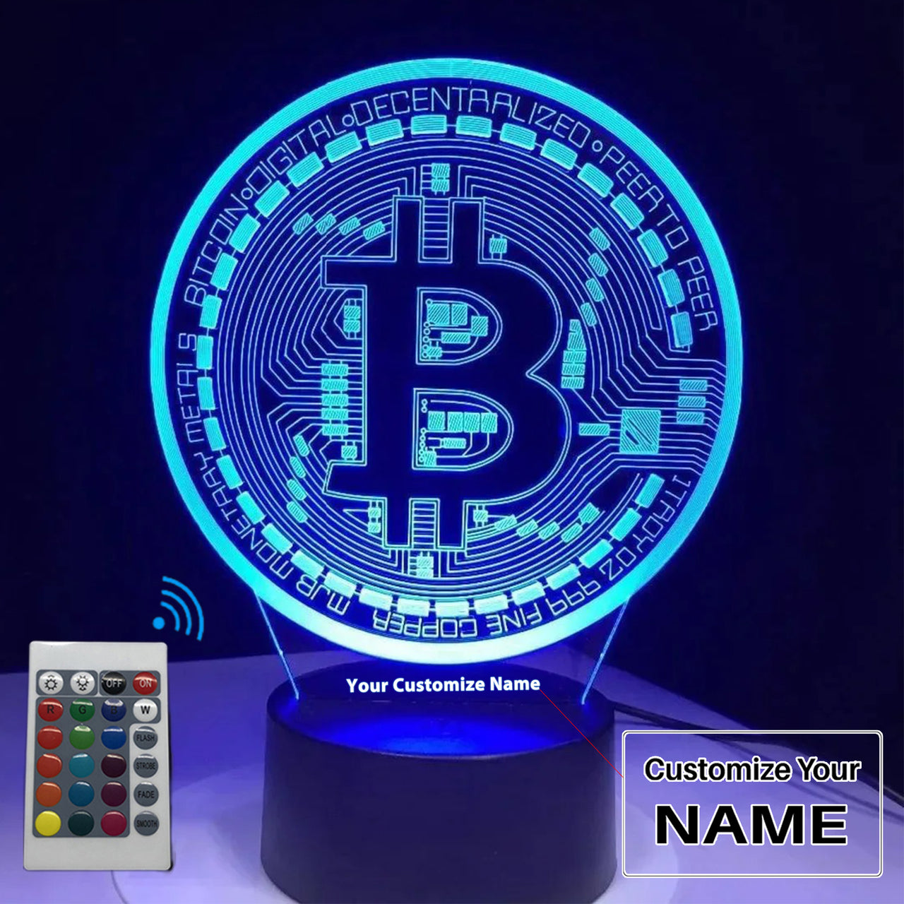 Bitcoin Coin Art 3D Designed Night Lamp