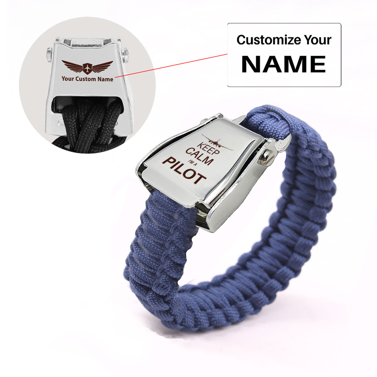 Pilot (777 Silhouette) Design Airplane Seat Belt Bracelet