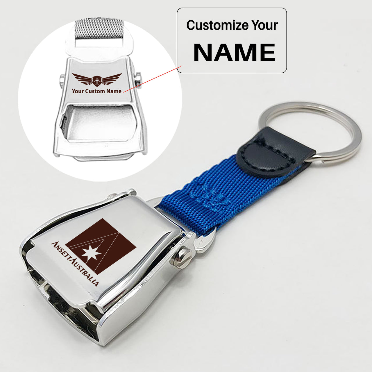 Ansett Australia Airplane Seat Belt Key Chains