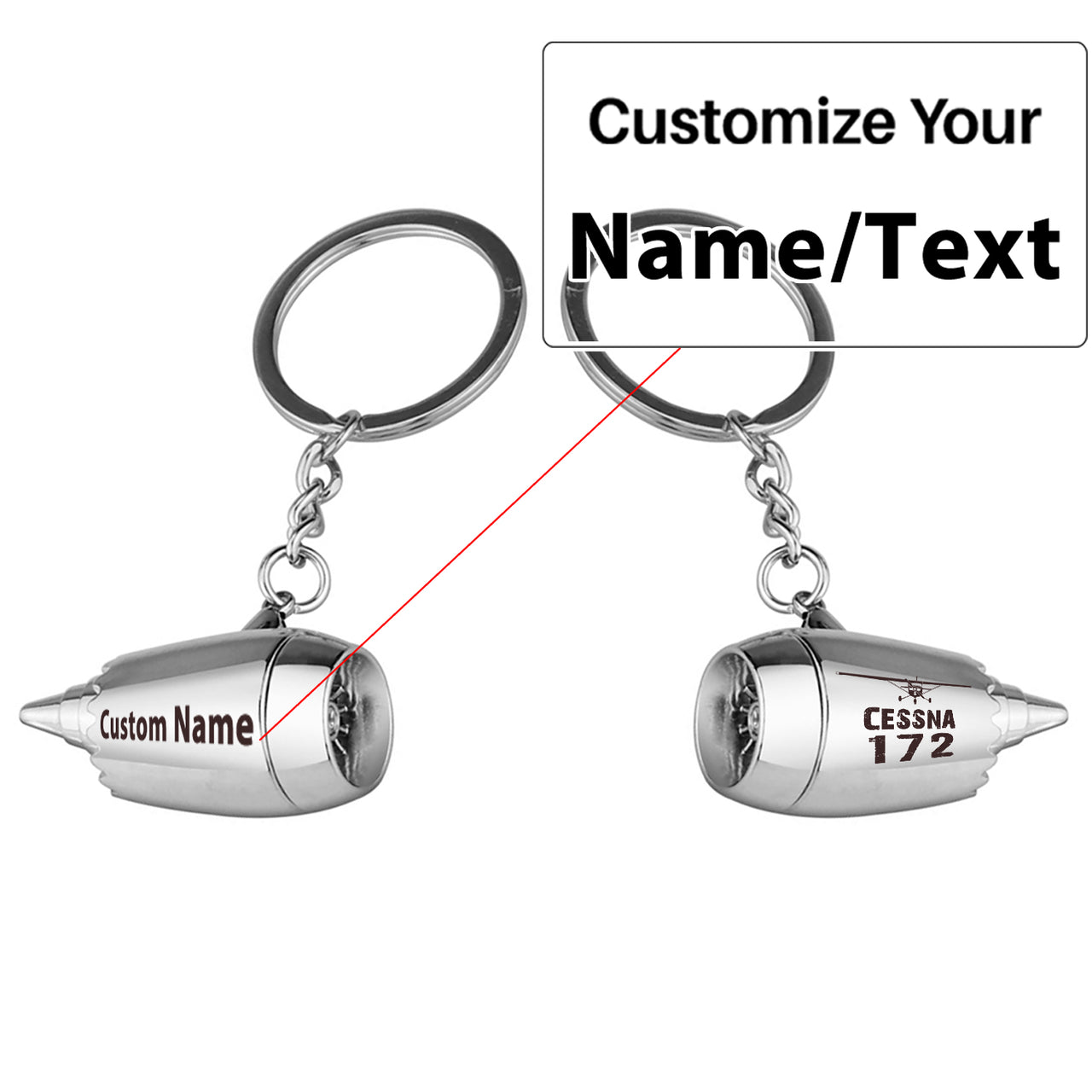 Cessna 172 & Plane Jet Engine Turbine Key Chains