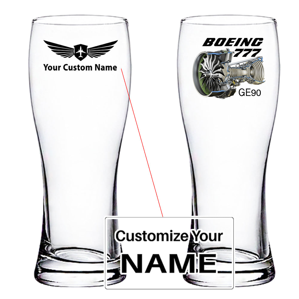 Boeing 777 & GE90 Engine Designed Pilsner Beer Glasses
