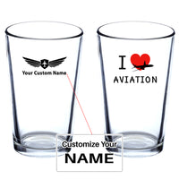 Thumbnail for I Love Aviation Designed Beer & Water Glasses