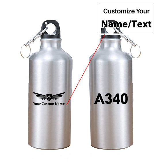 A340 Flat Text Designed Thermoses