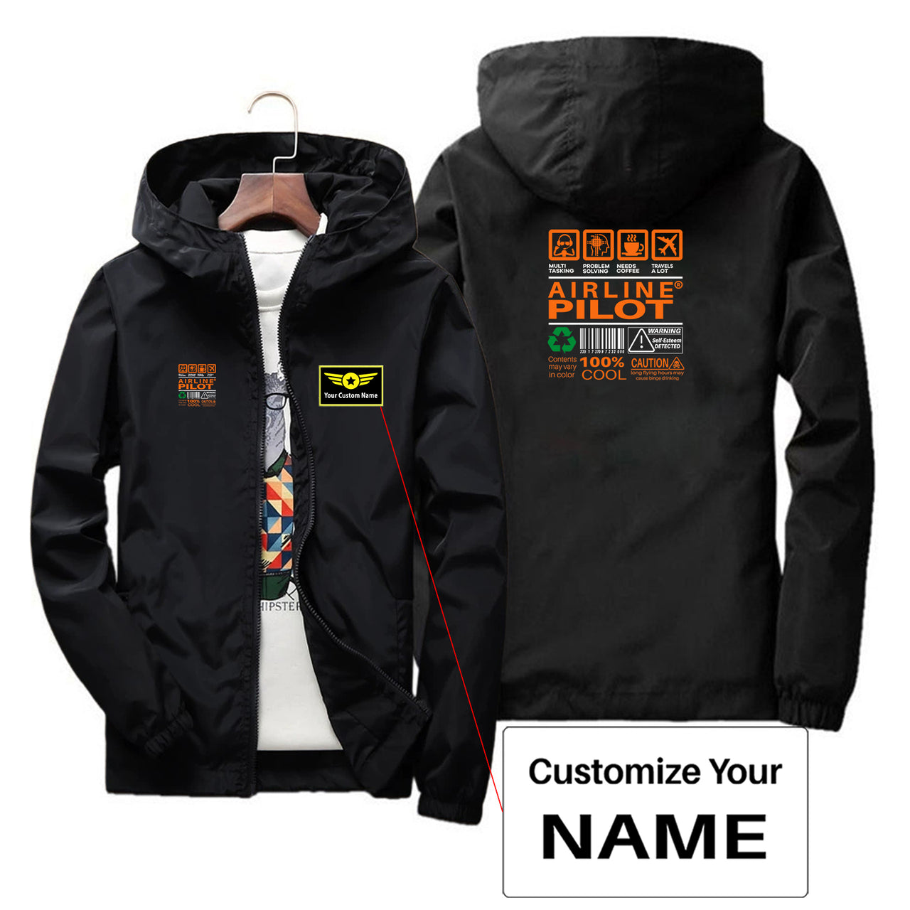 Airline Pilot Label Designed Thin Windbreaker Jackets