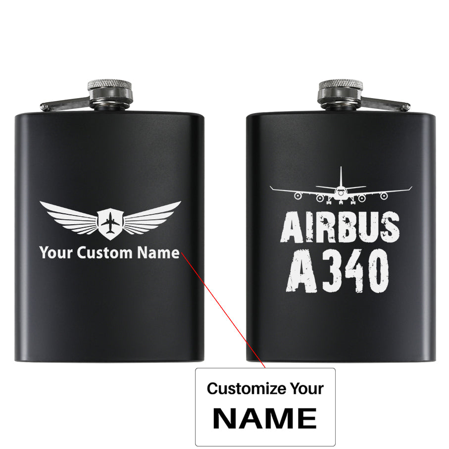 Airbus A340 & Plane Designed Stainless Steel Hip Flasks