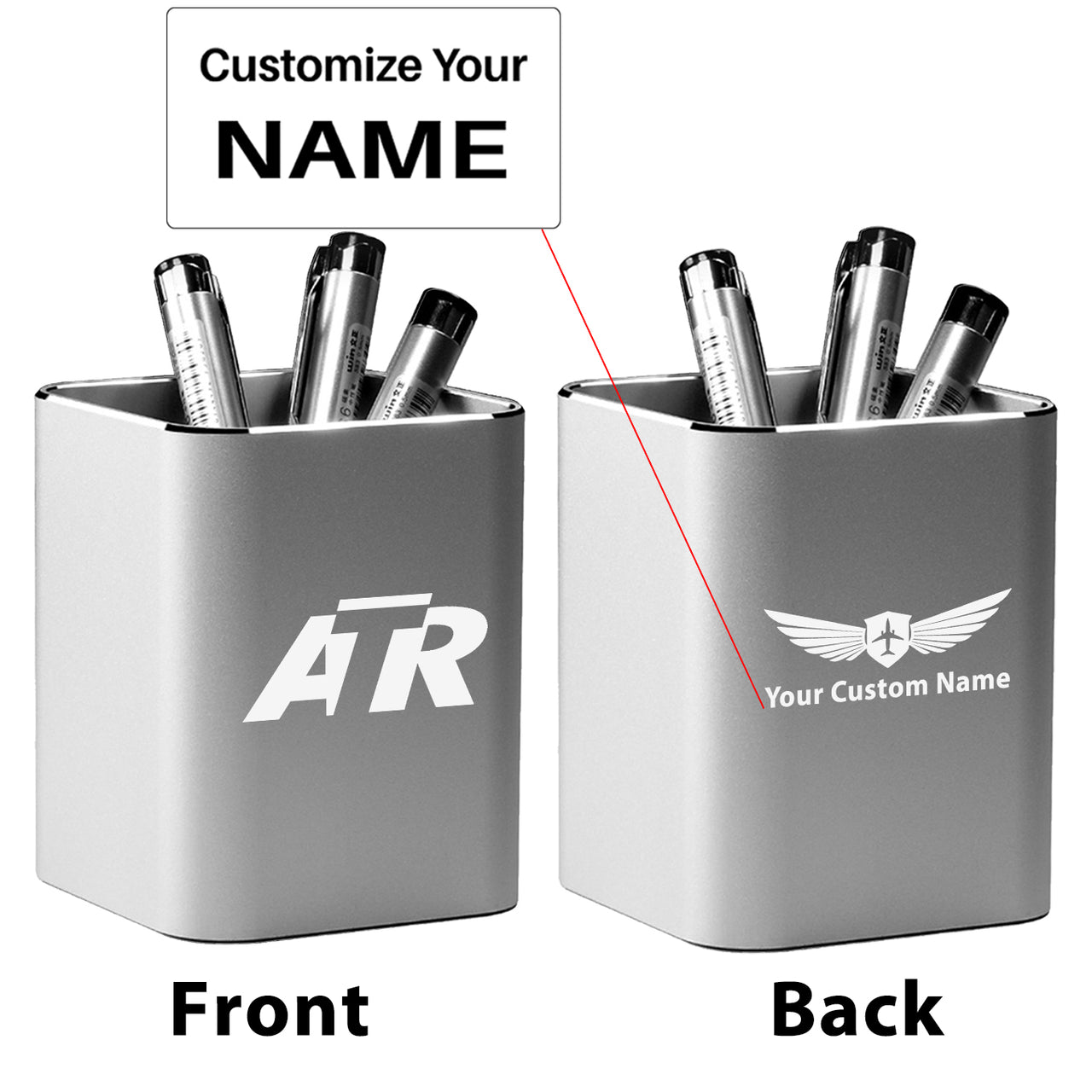 ATR & Text Designed Aluminium Alloy Pen Holders