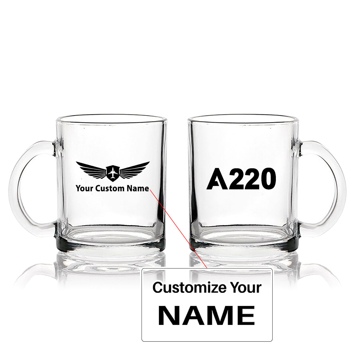 A220 Flat Text Designed Coffee & Tea Glasses
