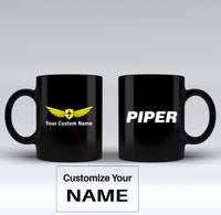 Thumbnail for Piper & Text Designed Black Mugs