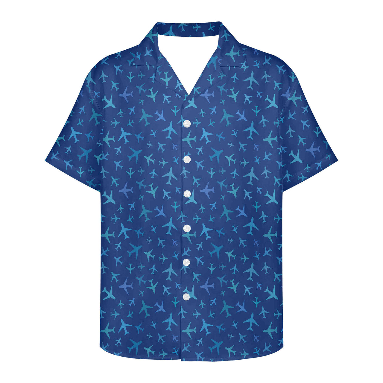 Many Airplanes Blue Designed 3D Hawaiian Shirts