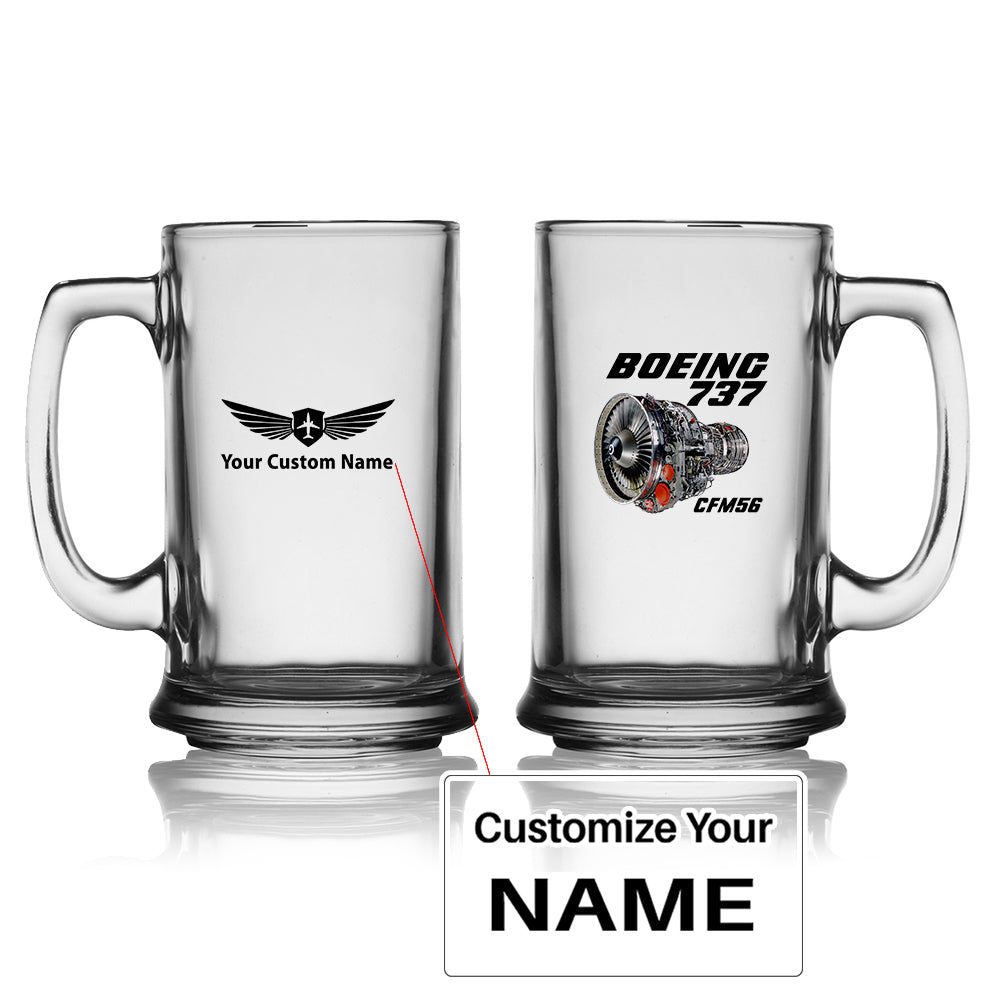 Boeing 737 Engine & CFM56 Designed Beer Glass with Holder