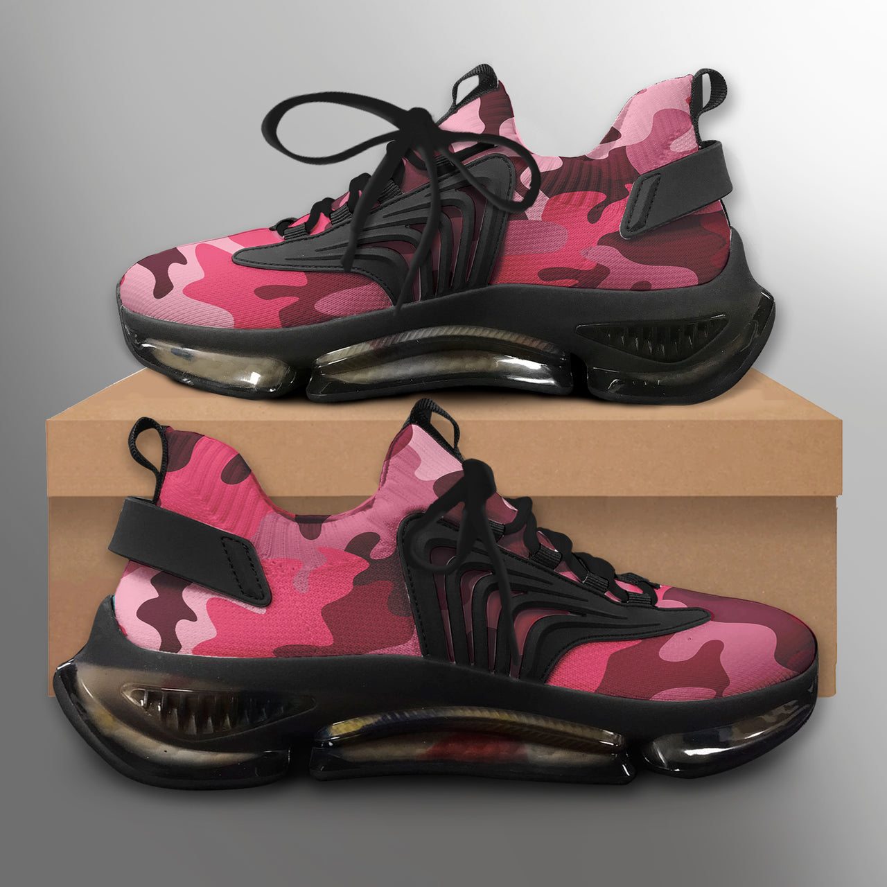 Military Camouflage Red Designed Fashion Running Shoes