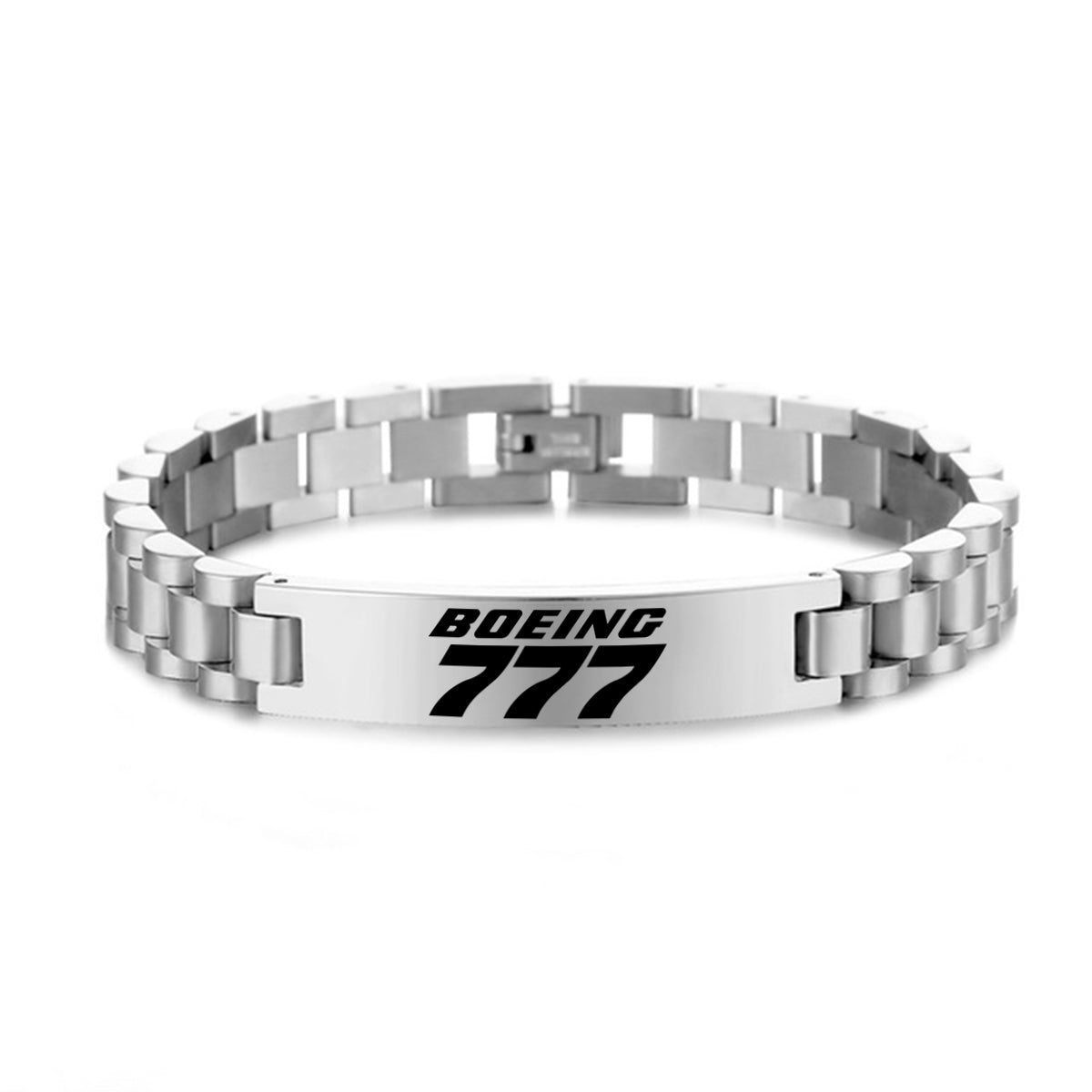 Boeing 777 & Text Designed Stainless Steel Chain Bracelets