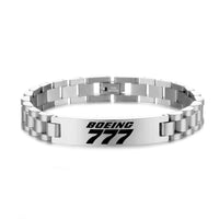 Thumbnail for Boeing 777 & Text Designed Stainless Steel Chain Bracelets