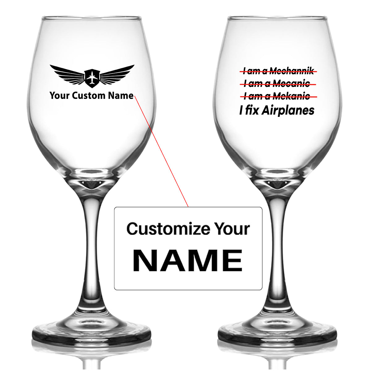 I Fix Airplanes Designed Wine Glasses