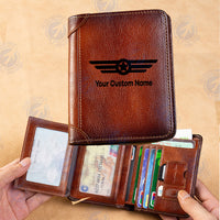 Thumbnail for Custom Name (Badge 6) Designed Leather Wallets