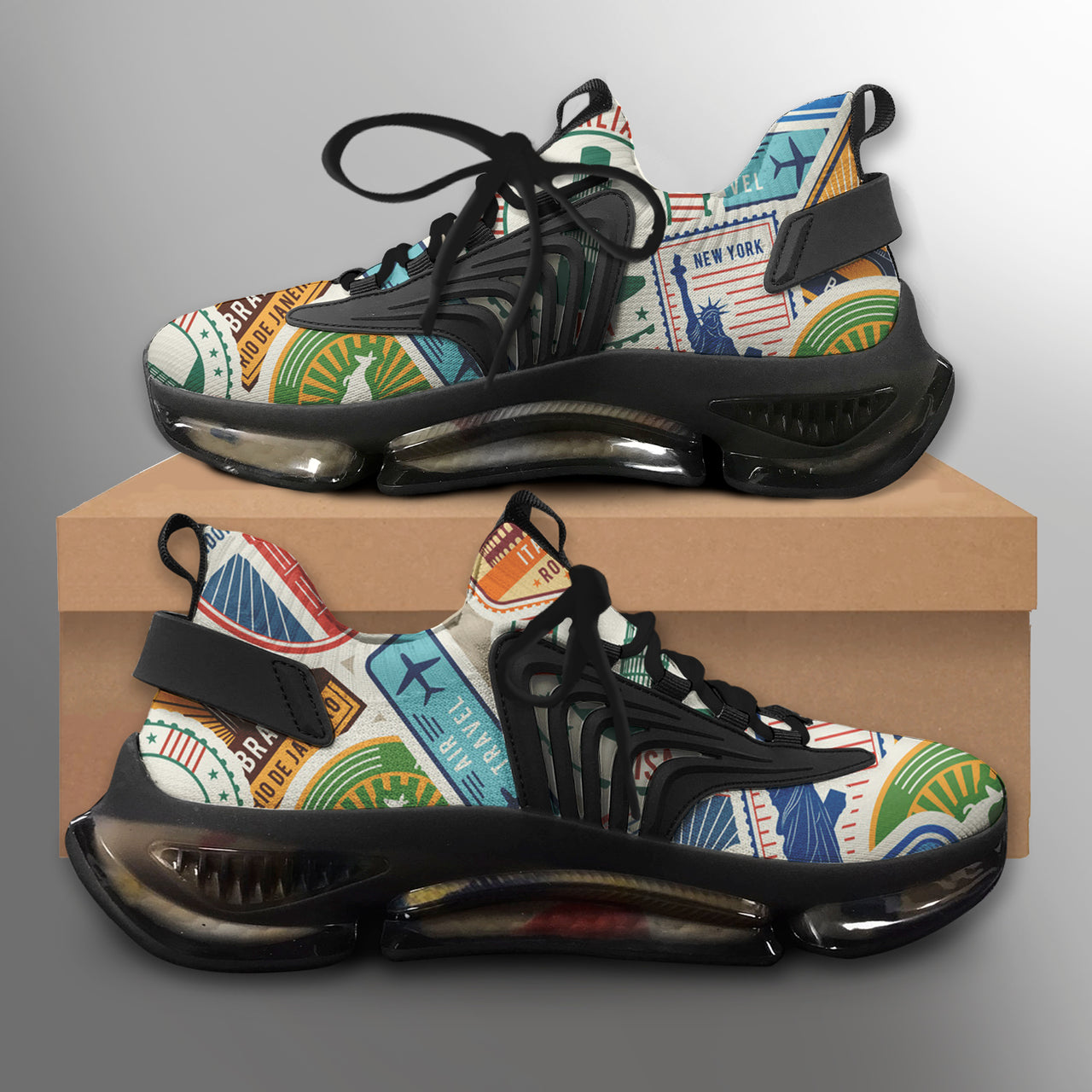 Travel Stickers Designed Fashion Running Shoes