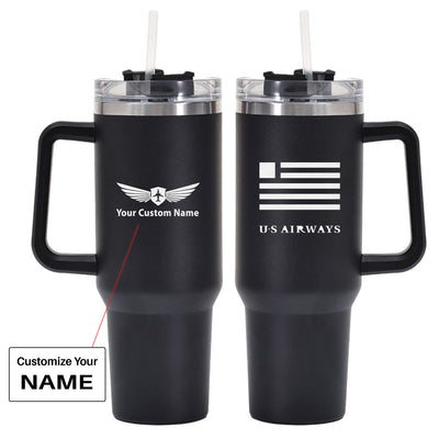 US Airways 40oz Stainless Steel Car Mug With Holder