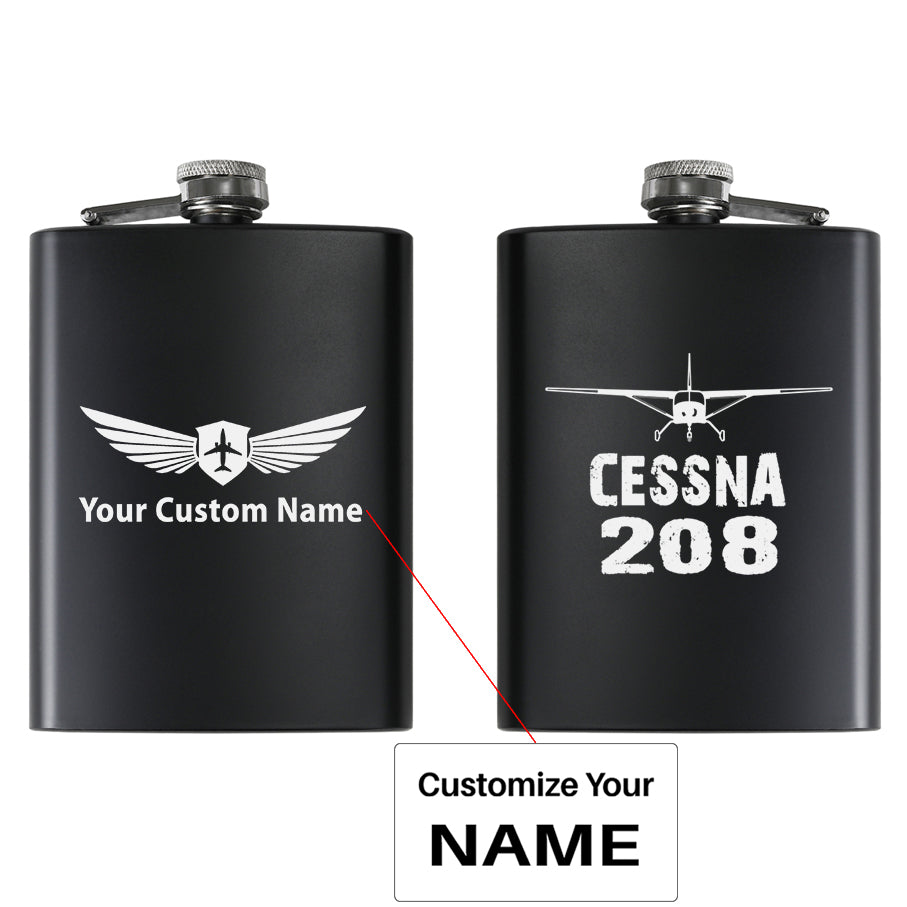 Cessna 208 & Plane Designed Stainless Steel Hip Flasks