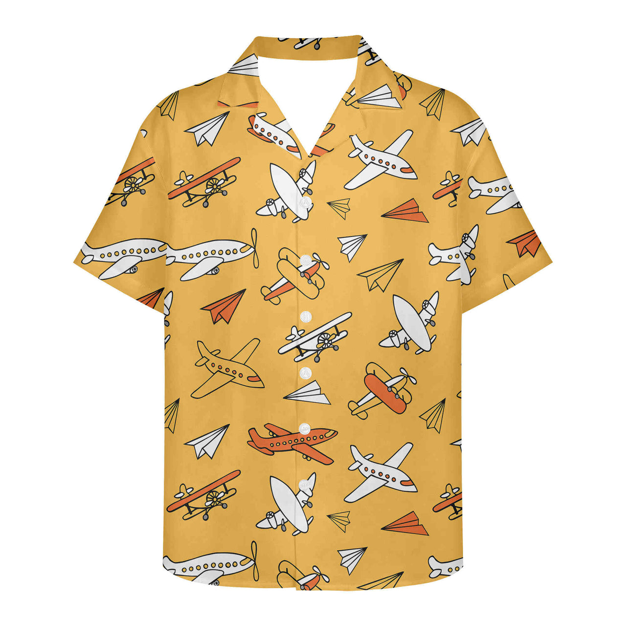 Super Drawings of Airplanes Designed 3D Hawaiian Shirts