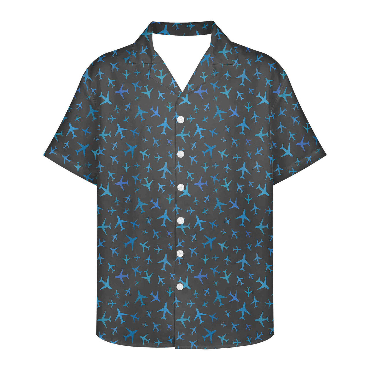 Many Airplanes Gray Designed 3D Hawaiian Shirts