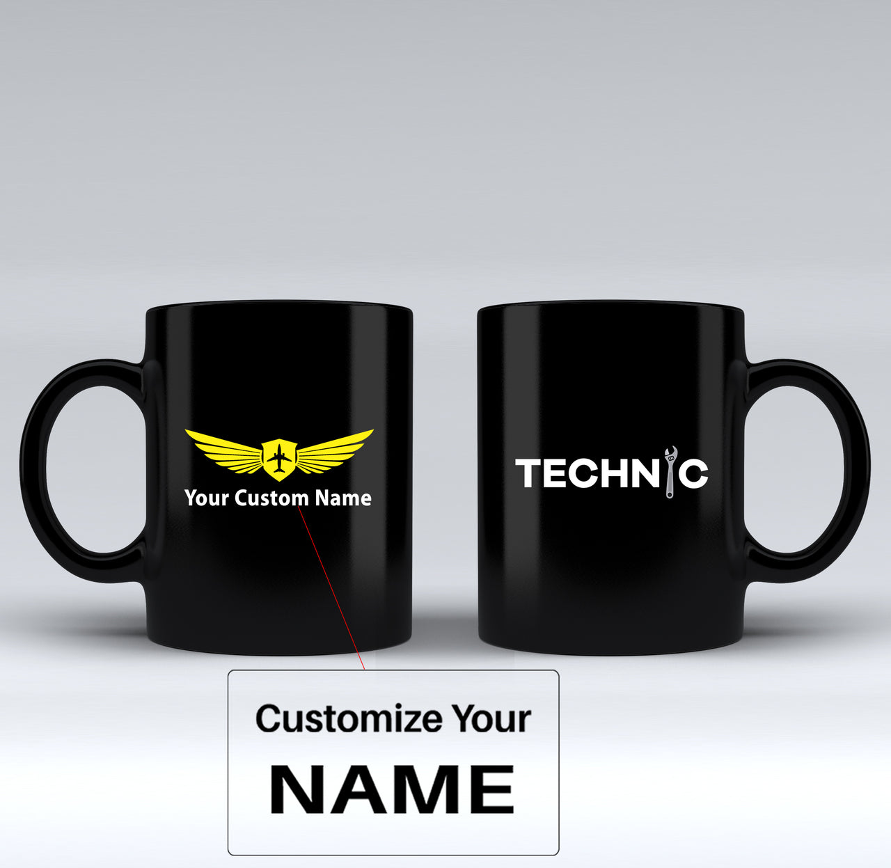 Technic Designed Black Mugs
