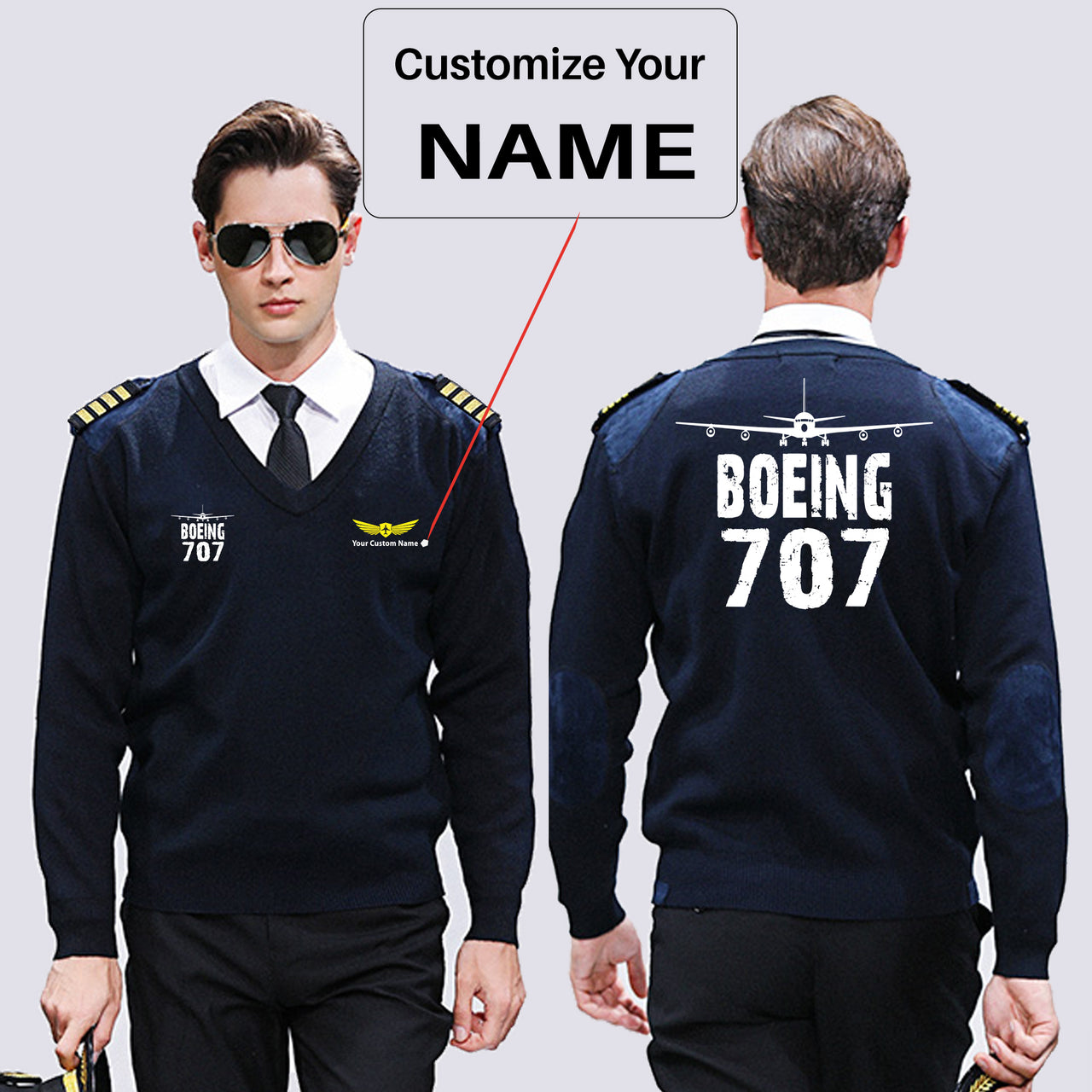 Boeing 707 & Plane Designed Wool Pilot Sweaters