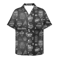 Thumbnail for Black & White Super Travel Icons Designed 3D Hawaiian Shirts