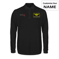 Thumbnail for Aviation Heartbeats Designed Long Sleeve Polo T-Shirts