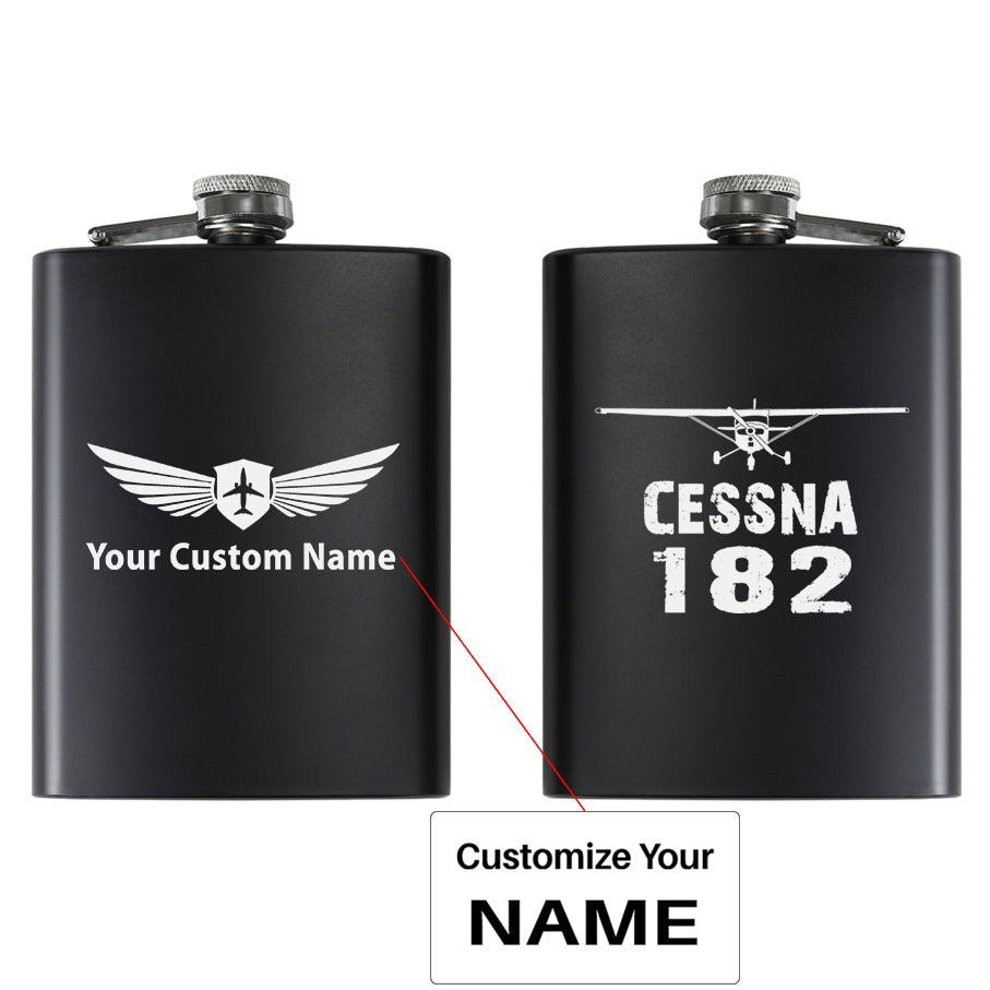 Cessna 182 & Plane Designed Stainless Steel Hip Flasks