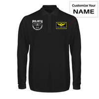 Thumbnail for Pilots Looking Down at People Since 1903 Designed Long Sleeve Polo T-Shirts