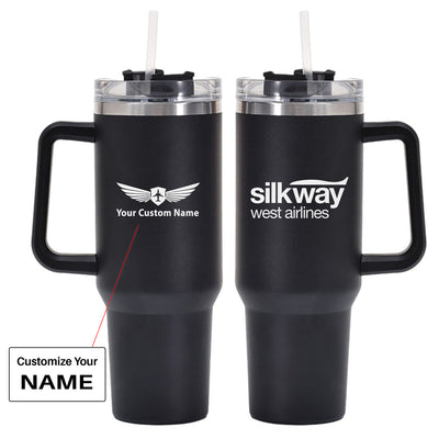 Silk Way West Airlines 40oz Stainless Steel Car Mug With Holder