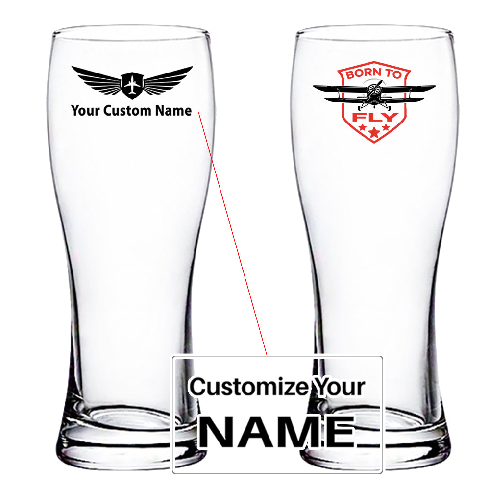 Super Born To Fly Designed Pilsner Beer Glasses