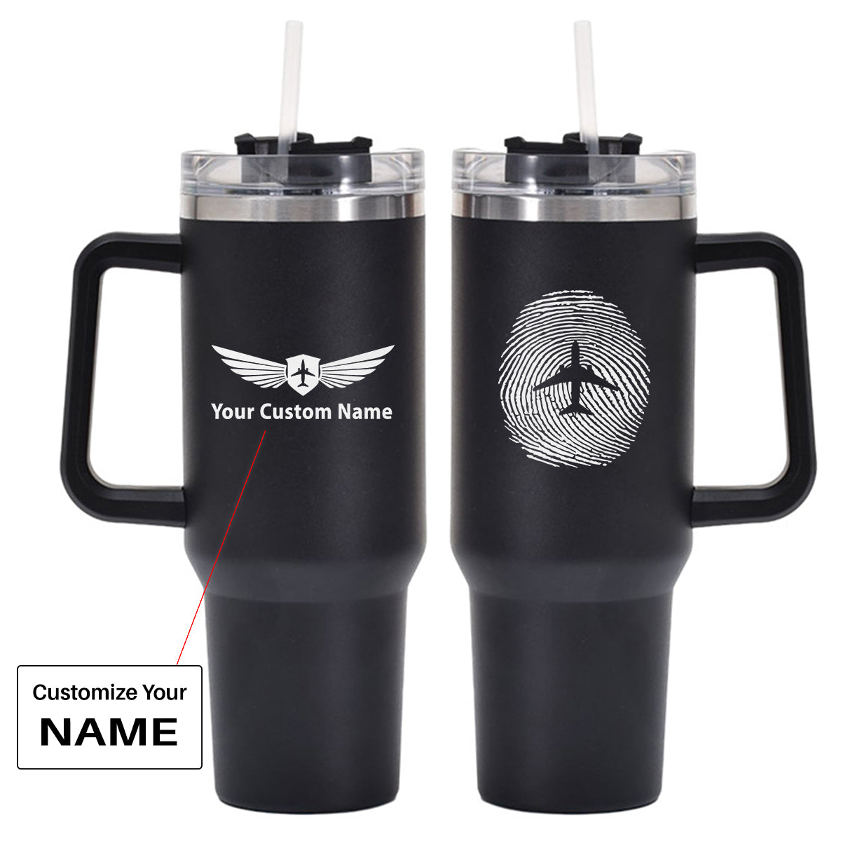 Aviation Finger Print Designed 40oz Stainless Steel Car Mug With Holder