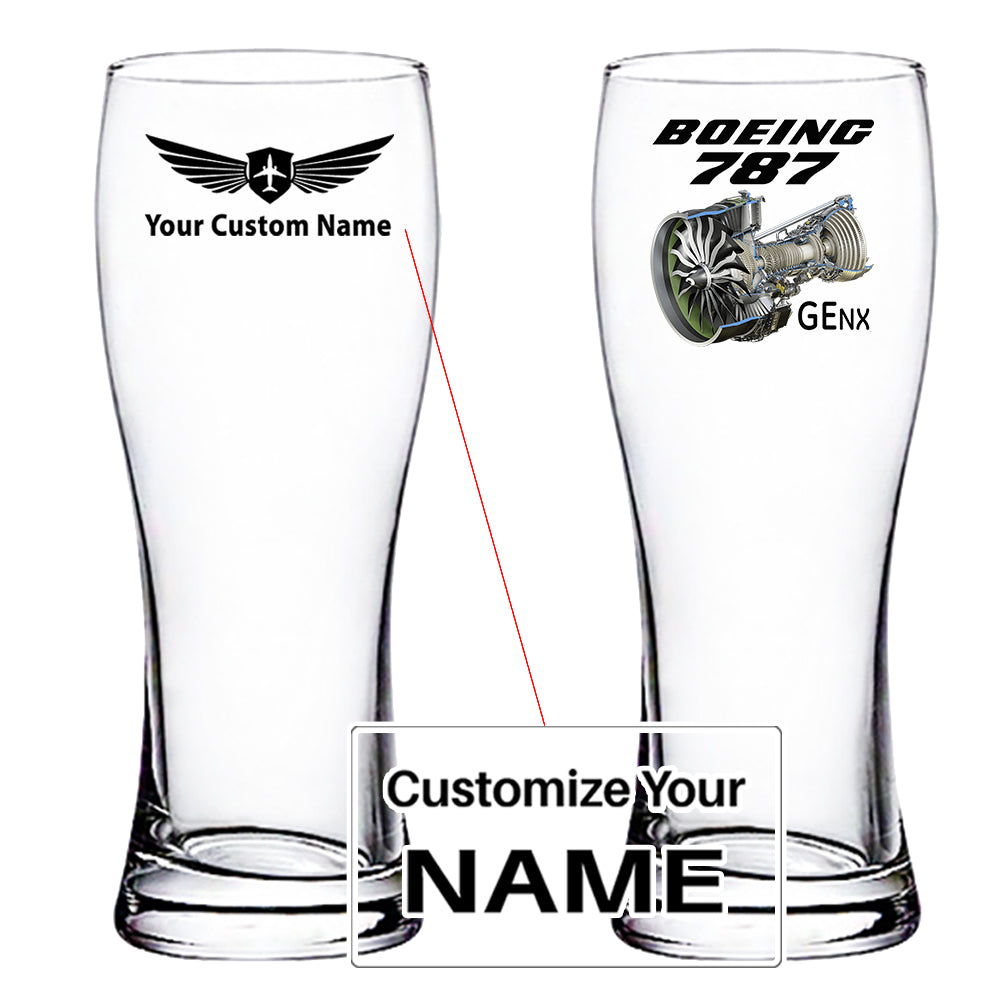 Boeing 787 & GENX Engine Designed Pilsner Beer Glasses