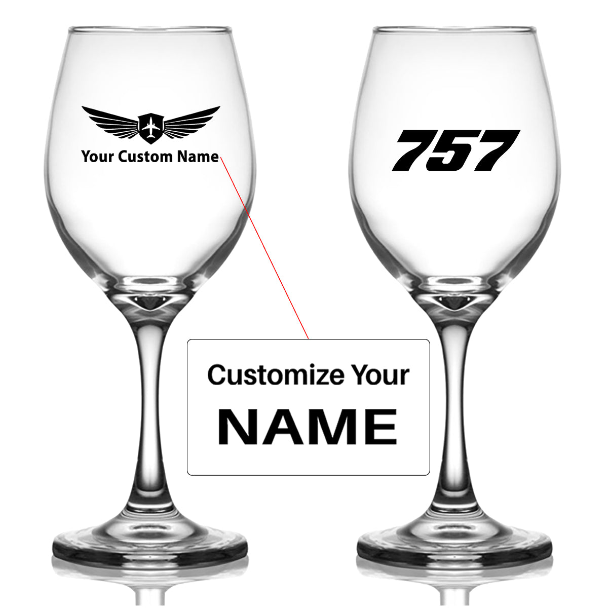 757 Flat Text Designed Wine Glasses