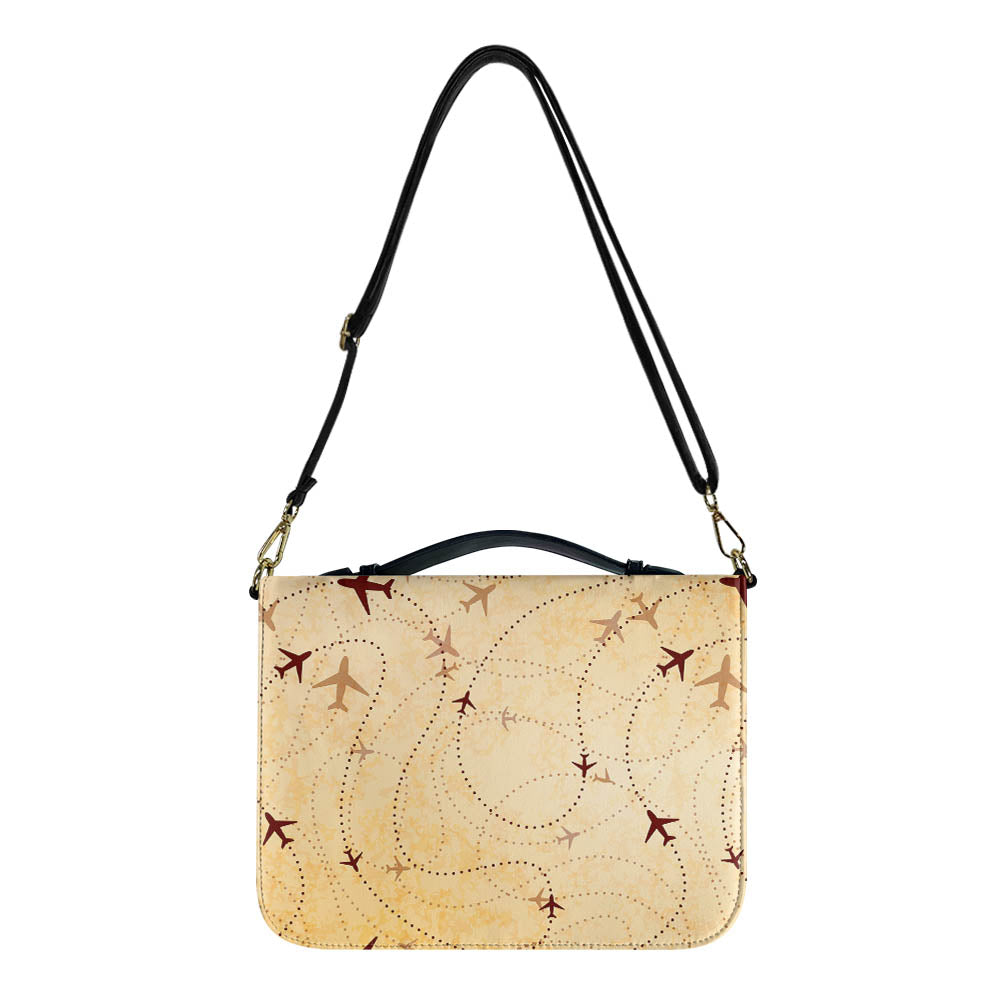 Vintage Travelling with Aircraft Designed PU Accessories Bags Strap Style