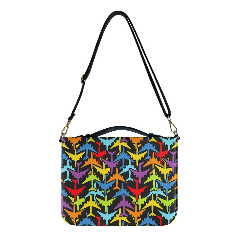 Super Colourful Airplanes 2 Designed PU Accessories Bags Strap Style